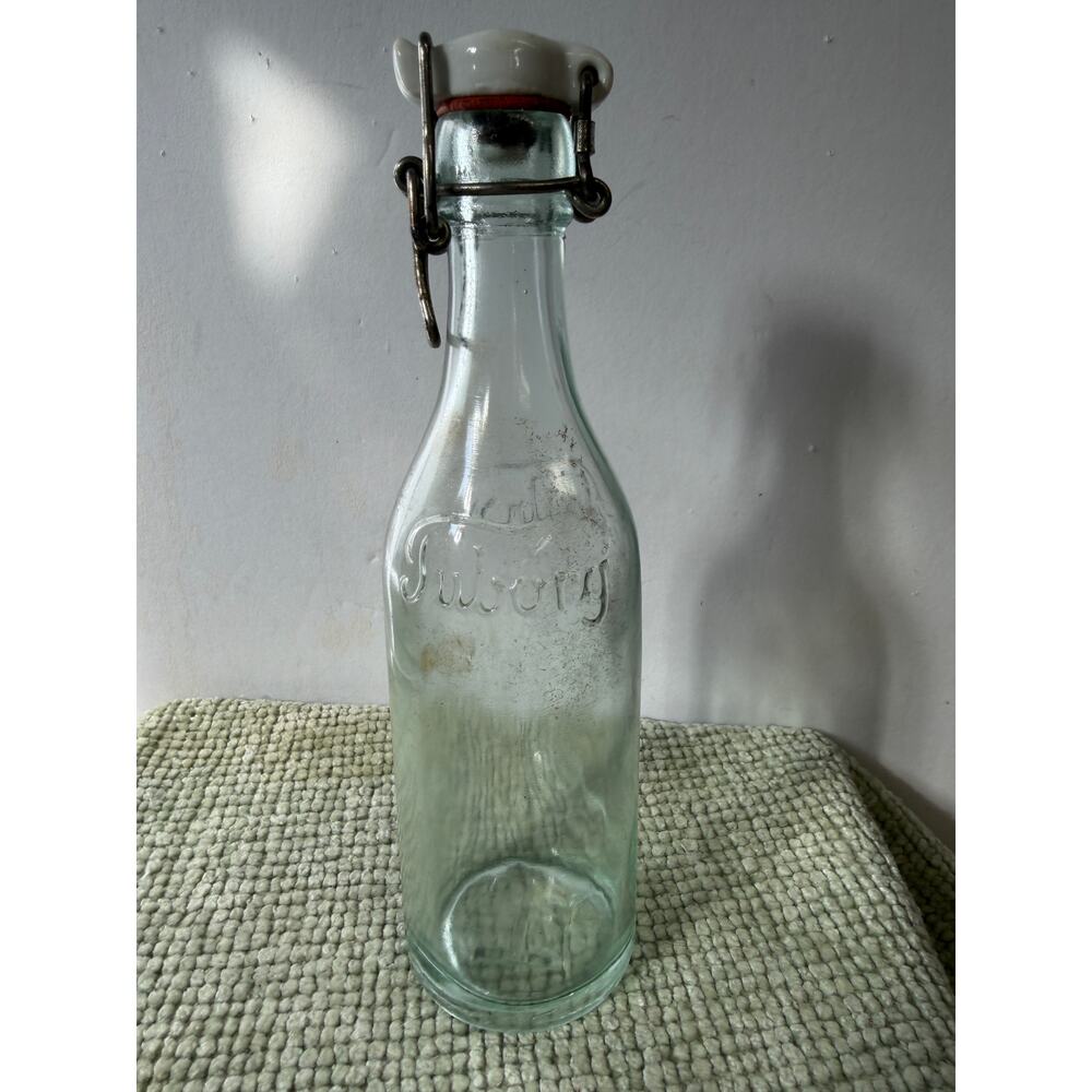 Vintage Tuborg Embossed Glass Bottle Swing Top Ceramic Stopper 9in